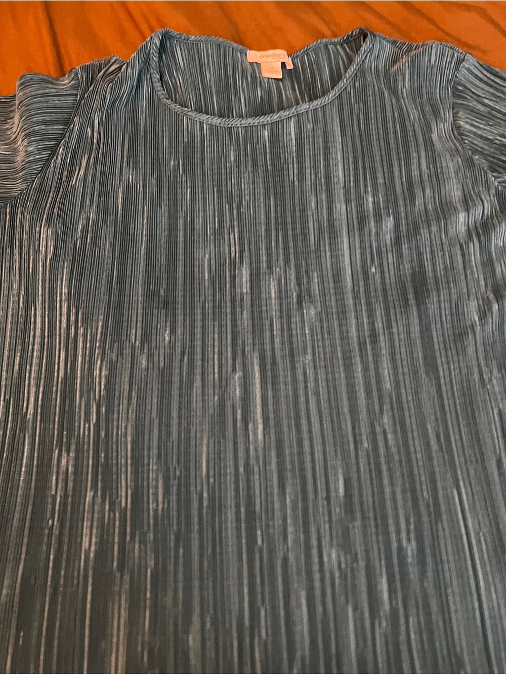 Dress Barn Slate Blue Pleated Short-Sleeve Blouse